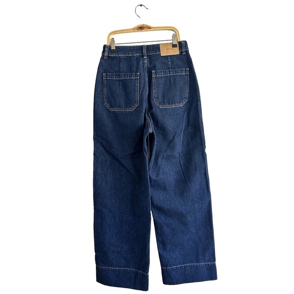 JJXX Wide Leg High Waist Jeans Size 27 Inseam 32 Patch Pockets Dark Wash New - Picture 2 of 10
